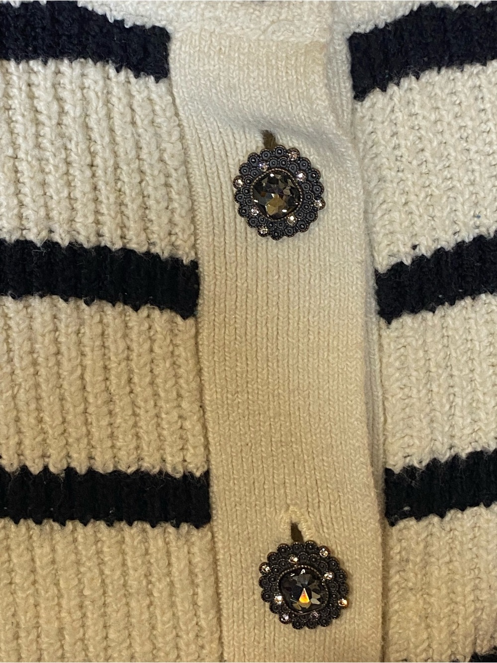 Who What Wear Striped Puff Sleeve Cardigan Sweater Cottagecore Preppy S - Picture 2 of 4